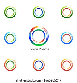 Abstract Loop Logo with Geometric Circle Wheels set. Business icon, web, Vector Label and Emblem.