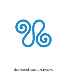 abstract loop spiral blue wavy shape symbol vector