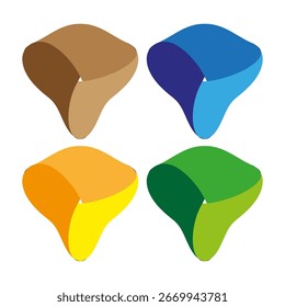 Símbolos de loop abstratos. Vetor de forma geométrica. Loops marrom azul amarelo verde. Ilustração gráfica colorida. EPS 10.