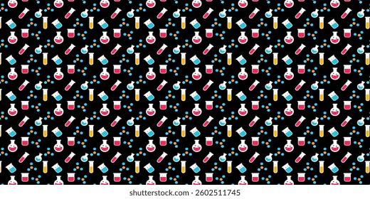 Abstract Loopable Test Tube and Chemical Formula Pattern Background - Modern Chemistry Seamless Pattern Vector Illustration 