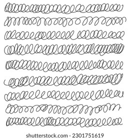 Abstract looped horizontal doodle lines, swirls. Geometric background for wrapping paper, SKRIBBLES.