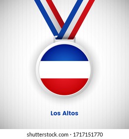 Abstract Los Altos country flag on medal vector. Happy Independence day of Los Altos background with creative typography.