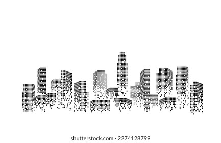 Resumen del fondo de la ciudad, construcción de red rascacielos concepto digital futurista