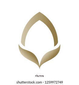 Abstract lotus, designed using  gold  line,logo, symbol, icon, graphic, vector.