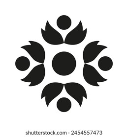 Abstract lotus element, hand drawn line art, logo, icon design