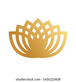 abstract lotus flower, gold vector logo icon 