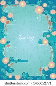 Abstract lotus flower with goldfish are swimming in pool vector for decoration on Chinese new year festival or autumn festival.
