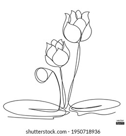 Resumen de la línea de flores de Lotus continua. Arte minimalista. Dibujo de una línea. Dibujo continuo de líneas. Ilustración vectorial, ilustración vectorial para camiseta, taza e impresión.