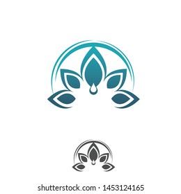Abstract lotus flower logo design. Yoga and spa beauty studio logo vector templates set in pink blue colors.