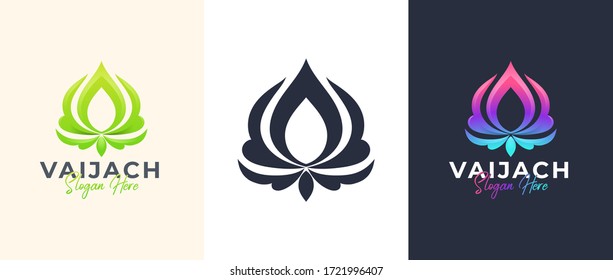 abstract lotus flower logo design in 3 color option