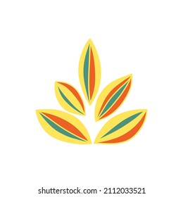 Abstract lotus flower. Magic solar unusual shades of petals. Symbol of spirituality, yoga and meditation. Calmness and relaxation. Colorful vector isolated illustration hand drawn