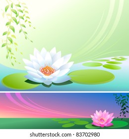 Abstract Lotus Flower In a Pond - Vector Background