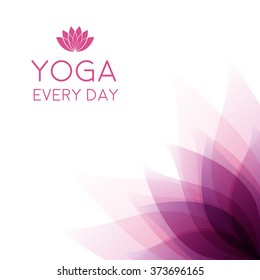 Abstract lotus flower. Sample text - Yoga world, body and mind. Vector illustration for yoga event, school, club, spa center. EPS 10