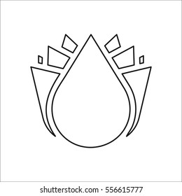Abstract Lotus flower symbol sign line icon on background