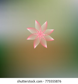 Abstract Lotus Flower Template. Icon Vector Logo Design of Pink Lotus Flower on Green Background. 