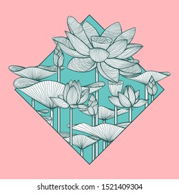 Abstract Lotus Illustration, Isolated Vector