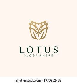 Abstract lotus logo design Linear style lotus flower logo
