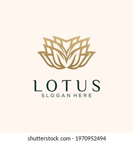 Abstract lotus logo design Linear style lotus flower logo