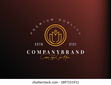 Abstract lotus logo design. Vector illustration of abstract lotus monoline design. Vintage logo design vector line icon template