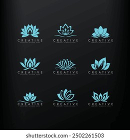 Logotipo Abstractas del loto, diseño estilizado del Vector del icono de la flor del loto