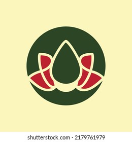 Abstract lotus spa logo with yellow background vector template