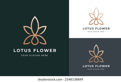 Abstract Lotus and Tulip Flower Logo Inspiration. Elegant Gold Luxury Mandala Floral Symbol for Beauty, Wellness, Spa, and Luxury Business Identity. Abstract Emblem Vector Illustration.