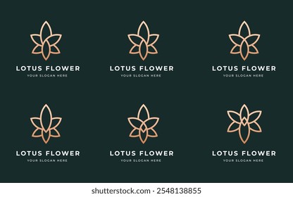 Abstrakte Lotus und Tulpenblumen Logo Inspiration. Elegantes Gold Luxury Mandala Blumensymbol für Schönheit, Wellness, Spa und Luxus Geschäftsidentität. Abstraktes Emblem, Vektorgrafik.