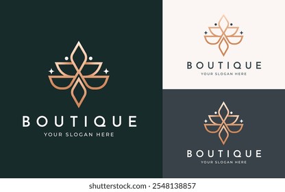 Abstract Lotus and Tulip Flower Logo Inspiration. Elegant Gold Luxury Mandala Floral Symbol for Beauty, Wellness, Spa, and Luxury Business Identity. Abstract Emblem Vector Illustration.