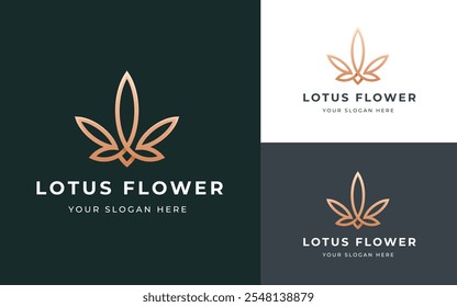 Abstract Lotus and Tulip Flower Logo Inspiration. Elegant Gold Luxury Mandala Floral Symbol for Beauty, Wellness, Spa, and Luxury Business Identity. Abstract Emblem Vector Illustration.