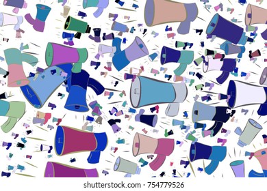 Abstract loud speaker illustrations background. Cartoon style vector graphic.