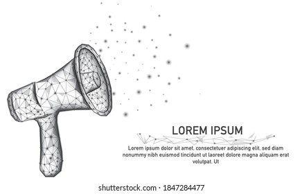 Abstract loudspeaker polygonal, geometry triangle. Light connection structure. Low poly vector background. 