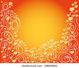 abstract love background with curling branches and hearts for you design