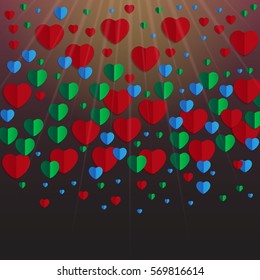 Abstract love background with hearts on transparent backgrounds.