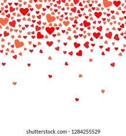 Abstract love background for your Valentines Day greeting card design. Red Hearts isolated on white background. Vector illustration