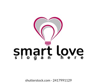 abstract love and bulb icons logo design template