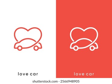 abstract love car logo. travel, transportation, health vector design concept