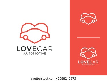 abstract love car logo. travel, transportation, health vector design concept