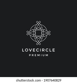 Abstract love circle logo sign abstract icon vector design in black backround