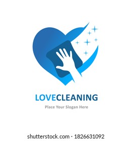 Abstract love cleaning vector logo template. Suitable for business, web, cleaning service and design