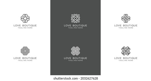 Abstract love clover logo design