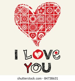 abstract love design, "I love you" inscription