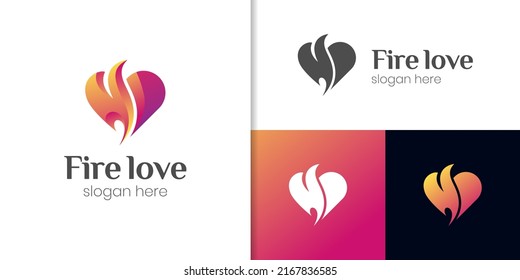 abstract love of flame or fire logo design, with the power of love symbol icon design vector element