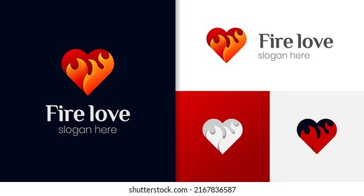 abstract love of flame or fire logo design, with the power of love symbol icon design vector element