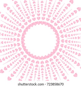 abstract love frame from a pattern of hearts. For greeting cards, invitations Valentine's day, wedding, birthday. Vector illustration.