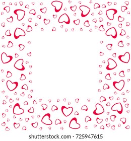 abstract love frame from a pattern of hearts. For greeting cards, invitations Valentine's day, wedding, birthday. Vector illustration.