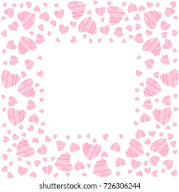 abstract love frame from a pattern of hearts. For greeting cards, invitations Valentine's day, wedding, birthday. Vector illustration.