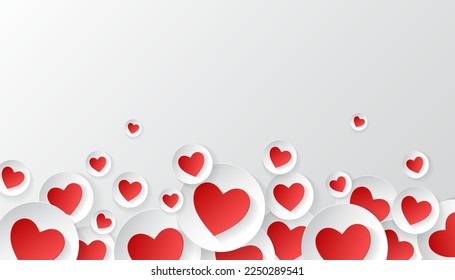Resumen del fondo del corazón del amor con corazones rojos y blancos,Ilustración vectorial