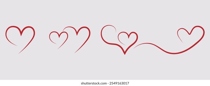 Abstract Love heart concept line art vector illustration .Abstract love design to use for invitations, page divider, love greetings, retro wedding cards Valentine's day.