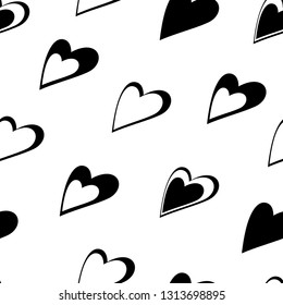Abstract love heart shape seamless pattern. Vector illustration
