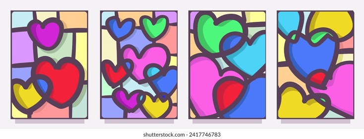 plantilla de vector de forma de corazón de amor abstracto. conjunto de valentinas diurnos banner editable o ilustración vectorial de impresión  